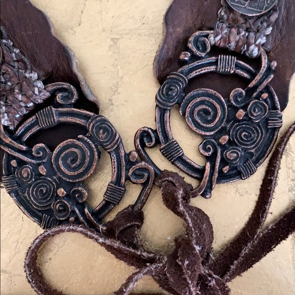 Women’s Brown Leather & Copper Embellishment Belt - Picture 2 of 8